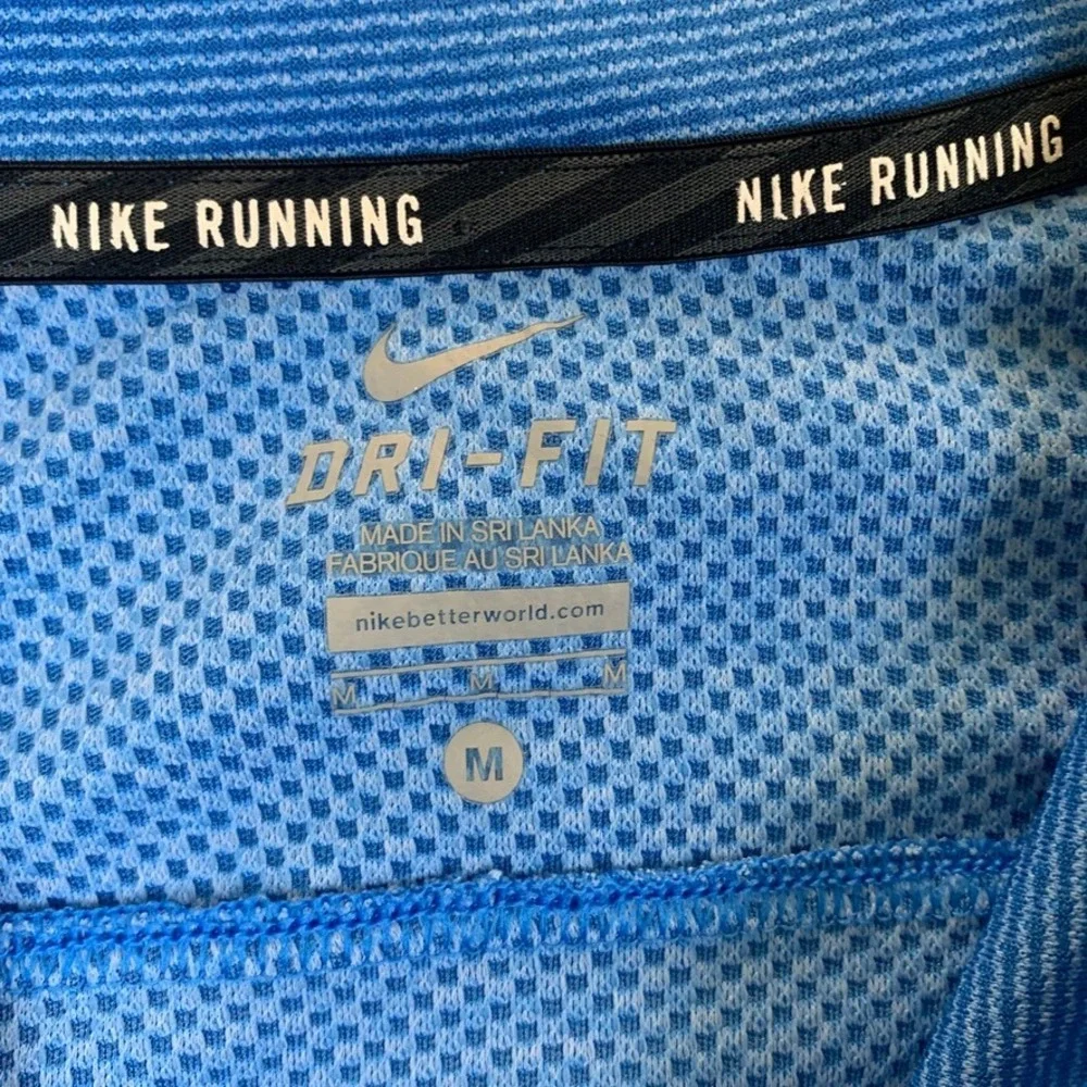 Nike Running Dri-FIT Mens Medium Blue Striped Quarter Zip Pullover Long Sleeve‎